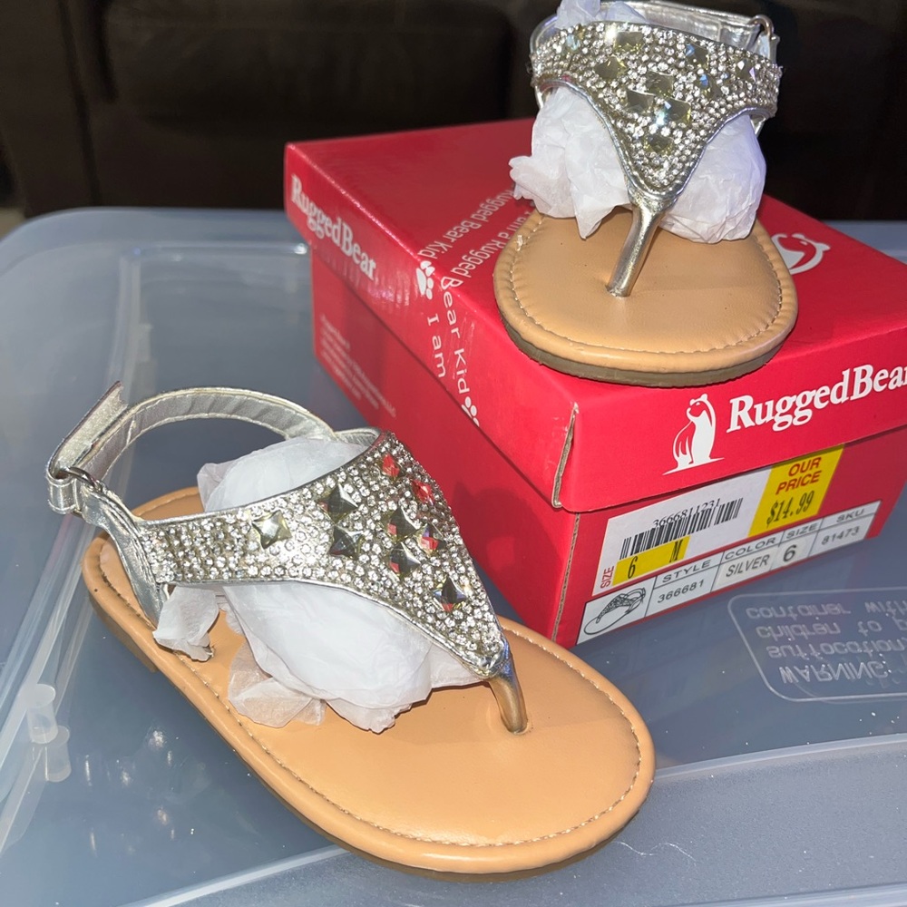 Silver Toddler Girls Sandals Size 6